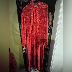 Red and white polka dot maxi dress